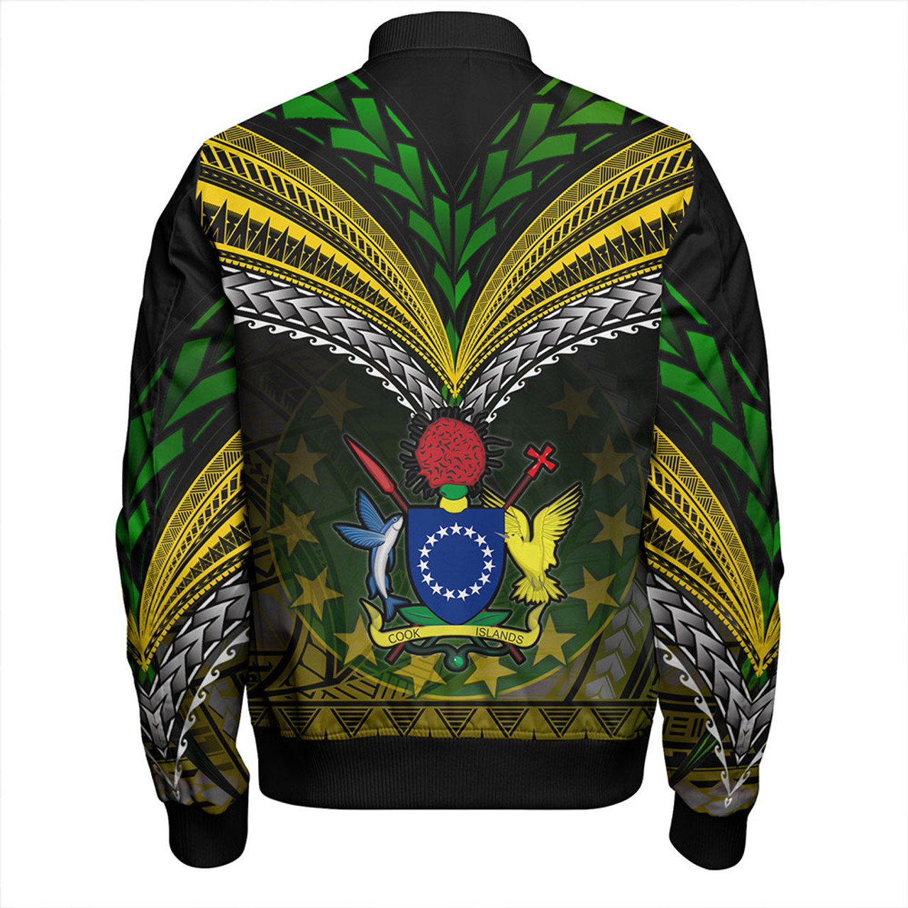 Cook Islands Bomber Jacket Flag Color With Traditional Patterns