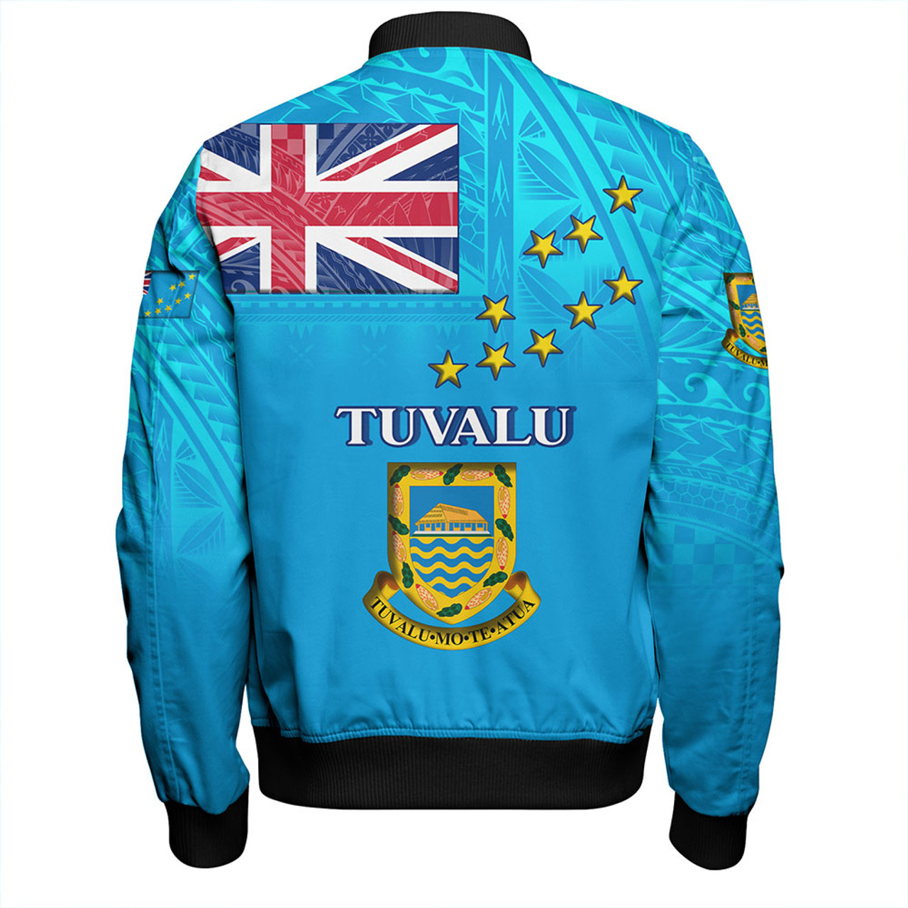 Tuvalu Bomber Jacket Flag Color With Traditional Patterns