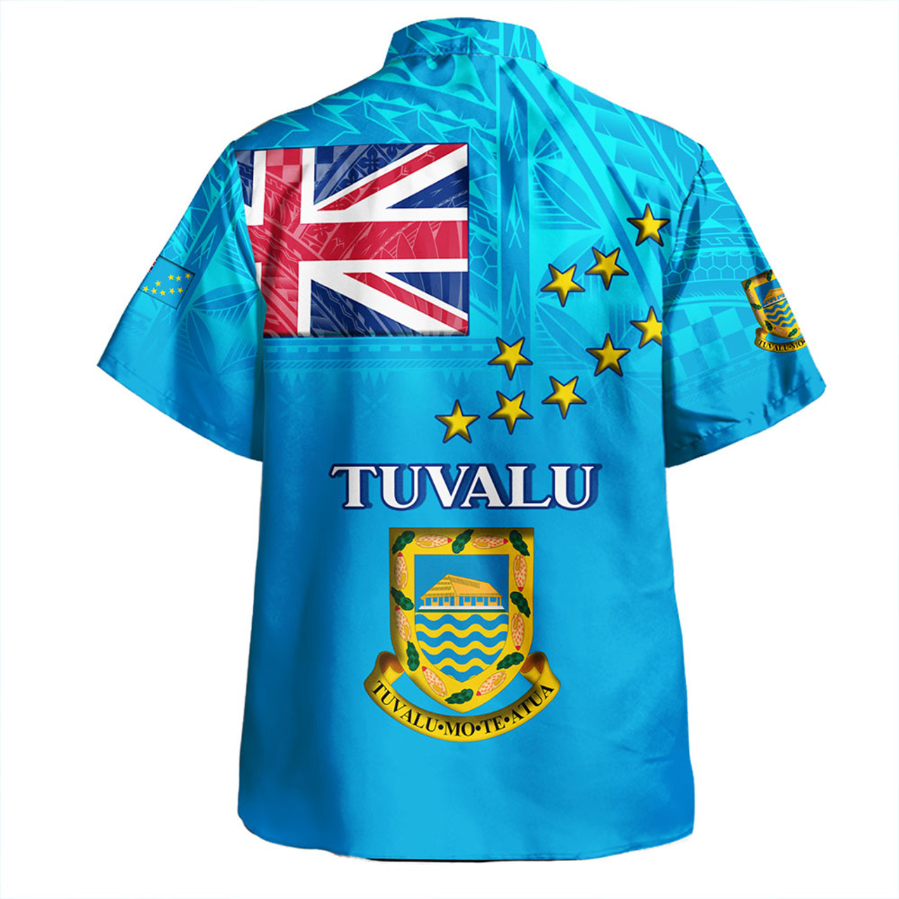 Tuvalu Hawaiian Shirt Flag Color With Traditional Patterns