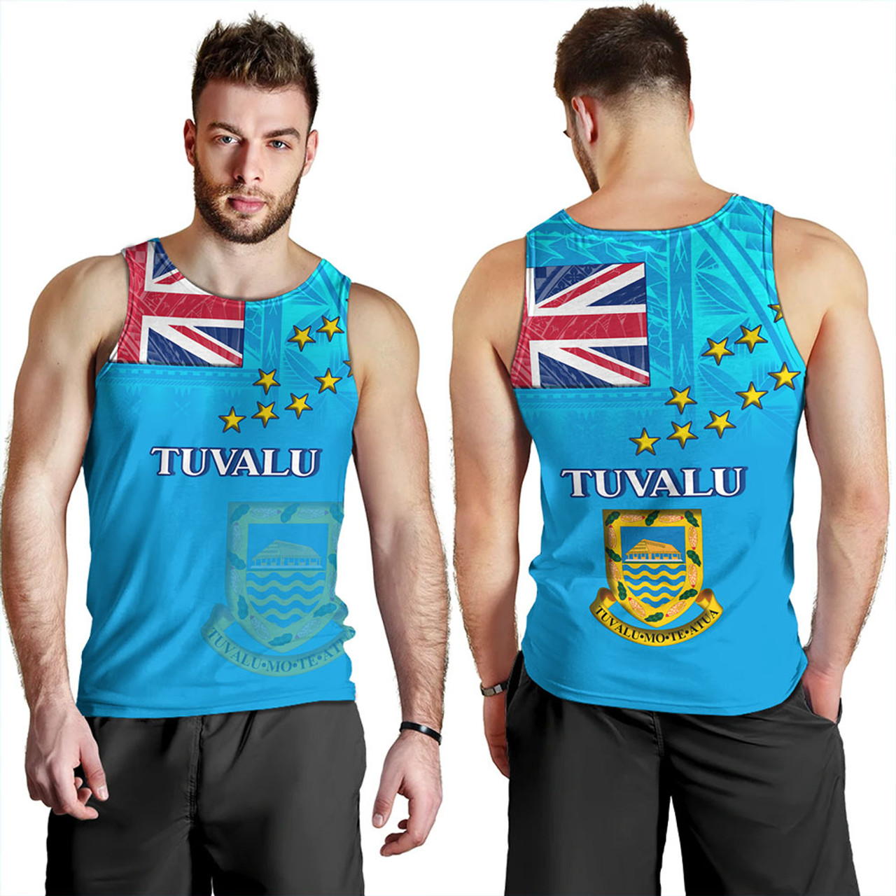 Tuvalu Tank Top Flag Color With Traditional Patterns