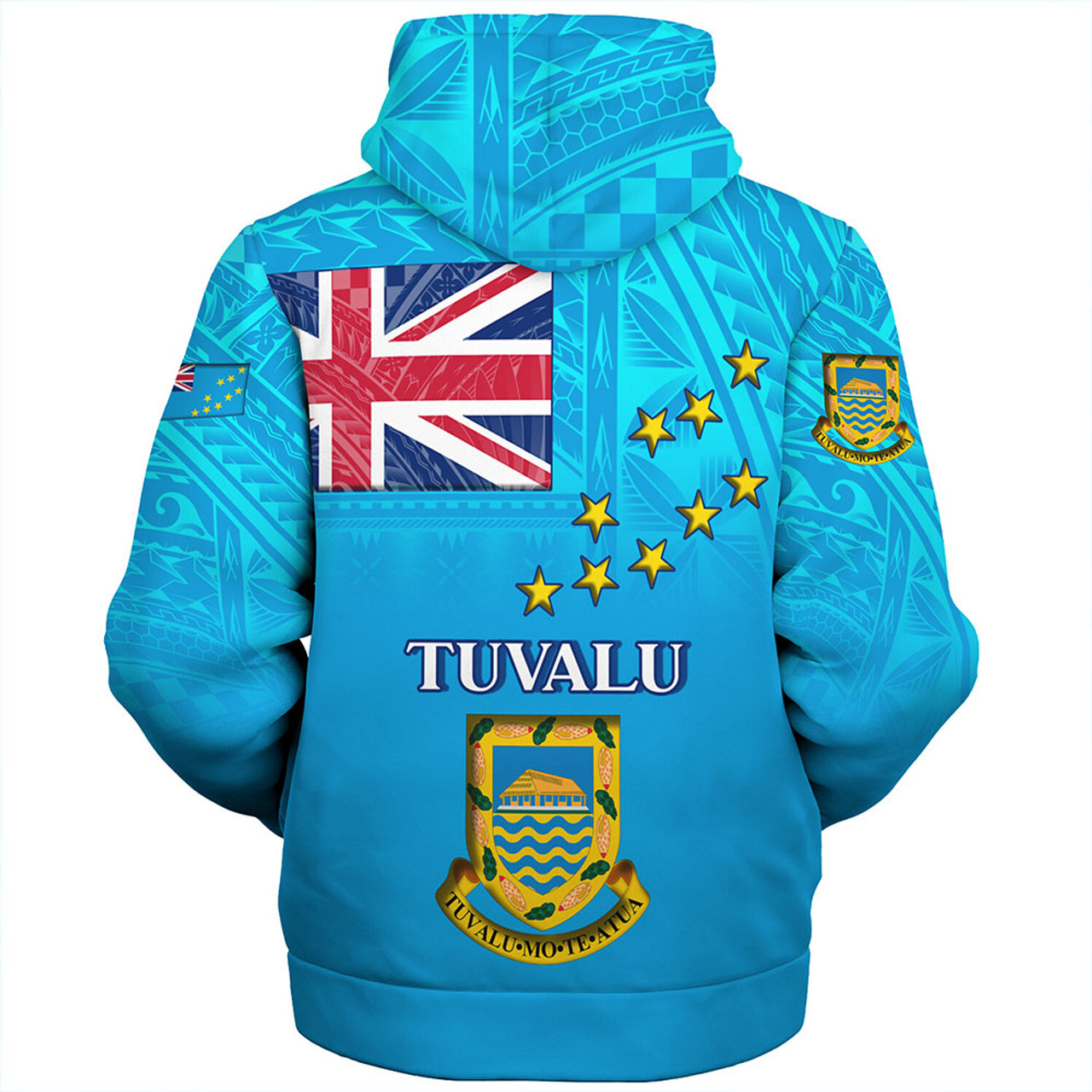 Tuvalu Sherpa Hoodie Flag Color With Traditional Patterns