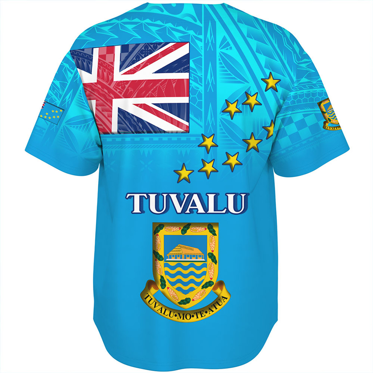 Tuvalu Baseball Shirt Flag Color With Traditional Patterns