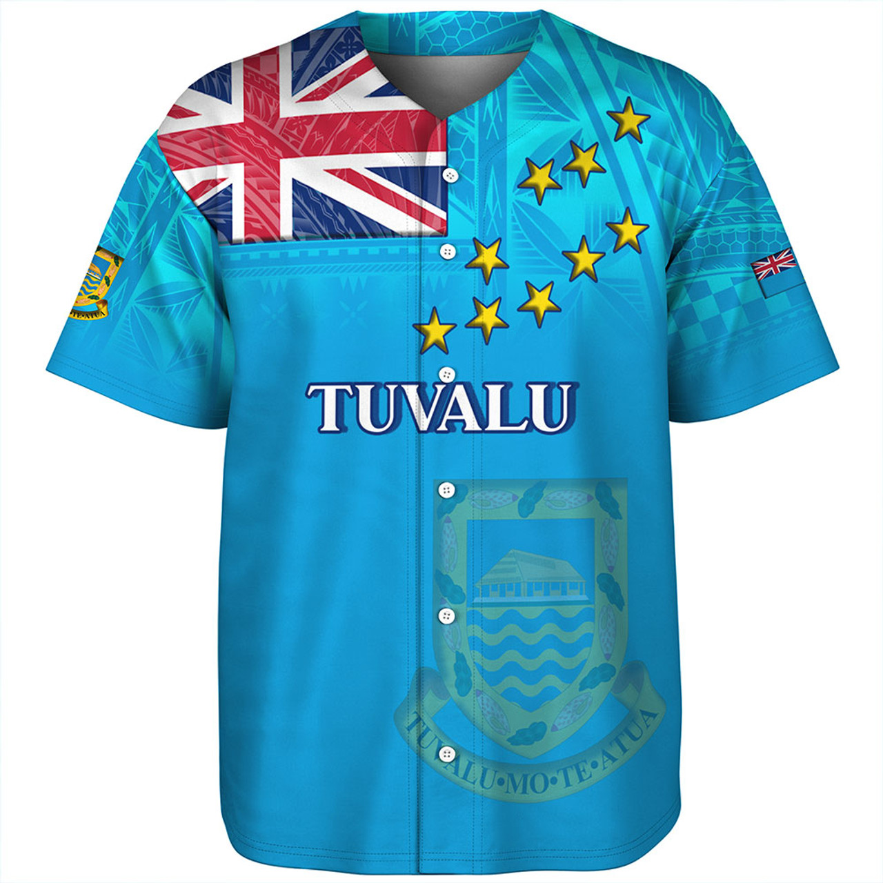 Tuvalu Baseball Shirt Flag Color With Traditional Patterns