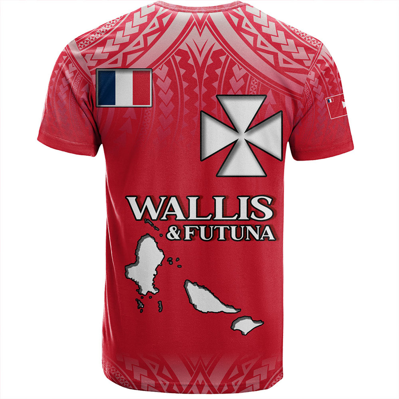 Wallis And Futuna T-Shirt Flag Color With Traditional Patterns