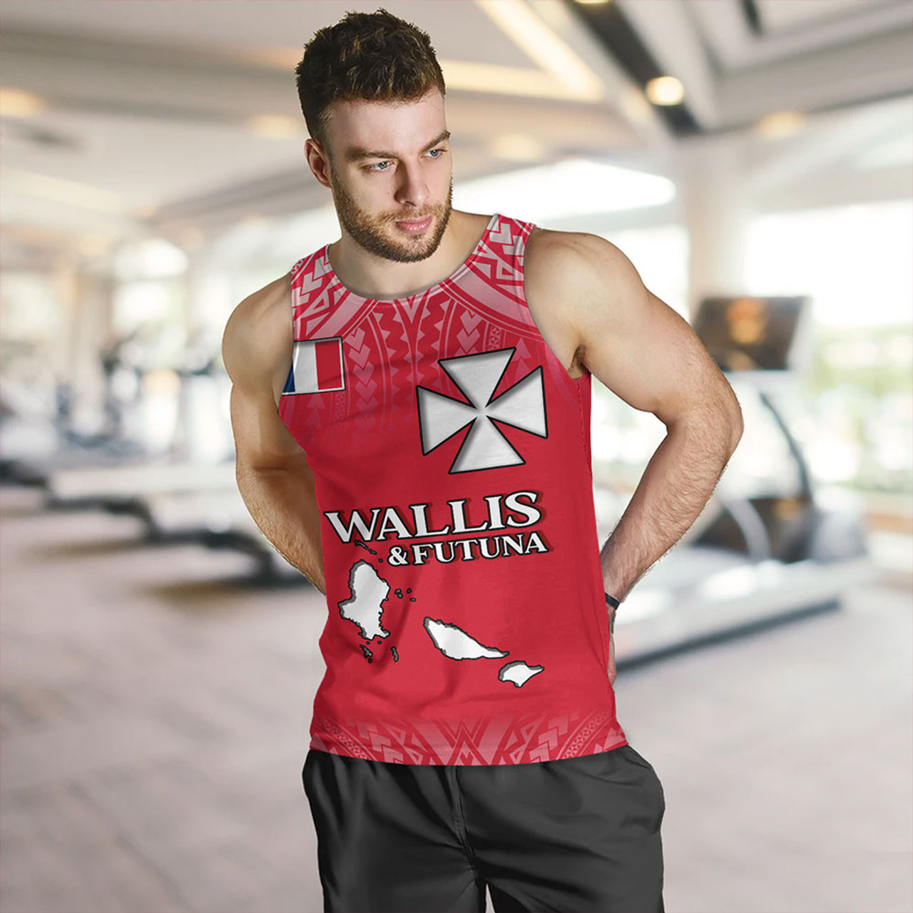 Wallis And Futuna Tank Top Flag Color With Traditional Patterns