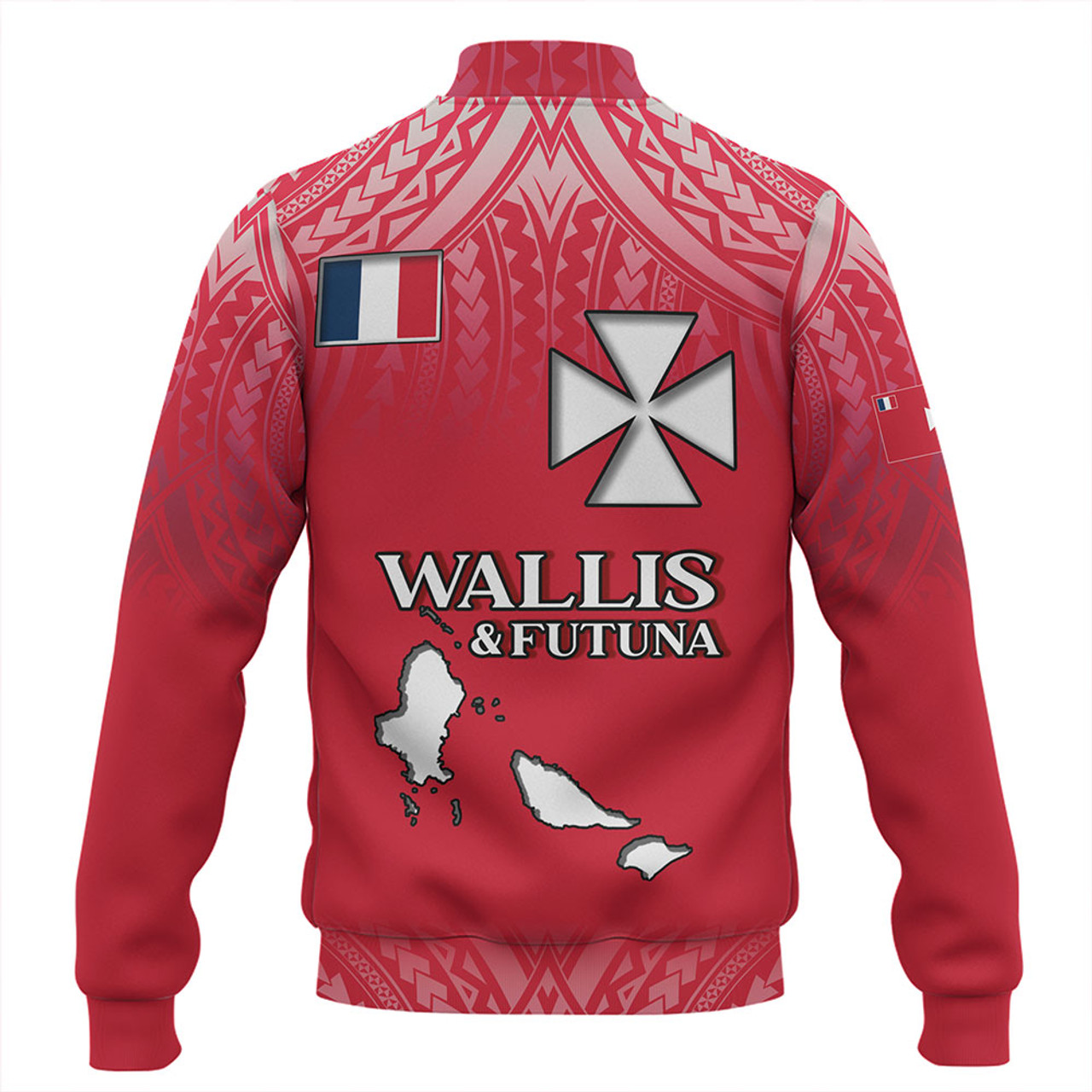 Wallis And Futuna Baseball Jacket Flag Color With Traditional Patterns