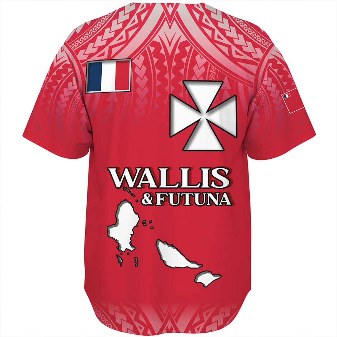 Wallis And Futuna Baseball Shirt Flag Color With Traditional Patterns