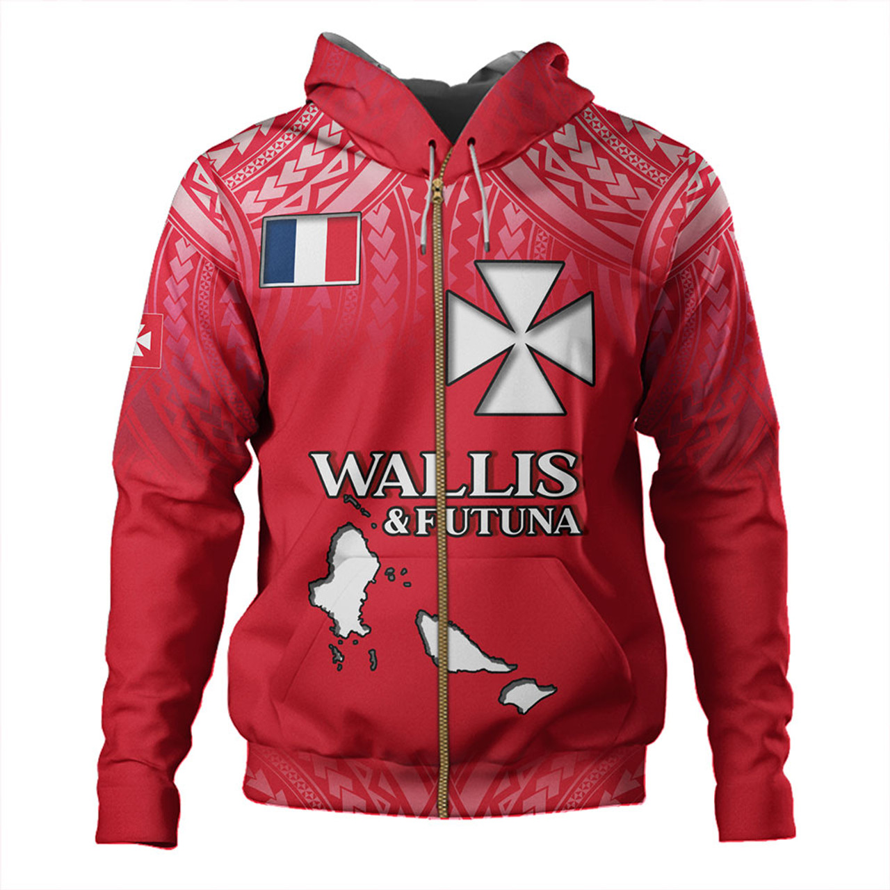Wallis And Futuna Hoodie Flag Color With Traditional Patterns