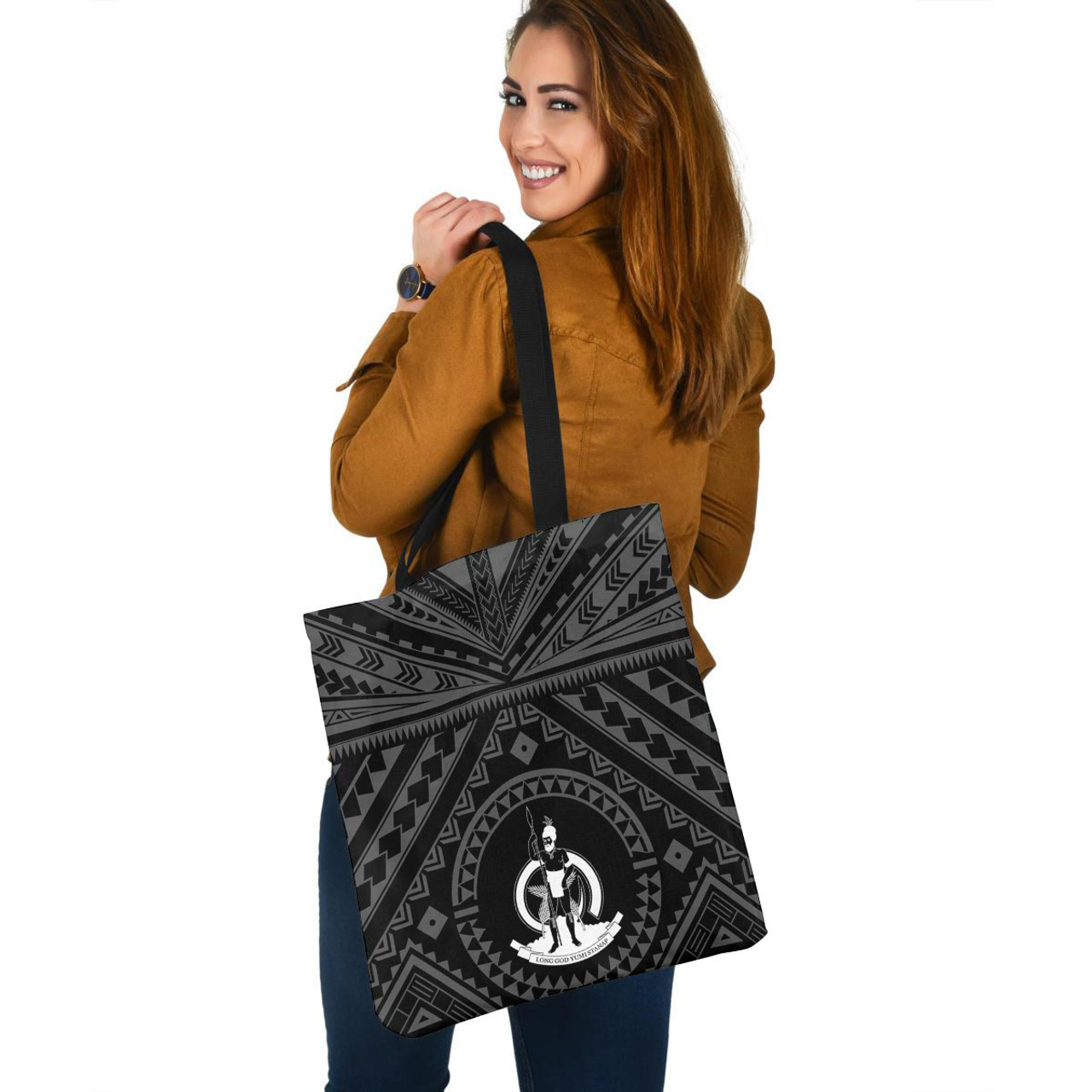 Vanuatu Custom Personalised Tote Bag Polynesian Tattoo Style