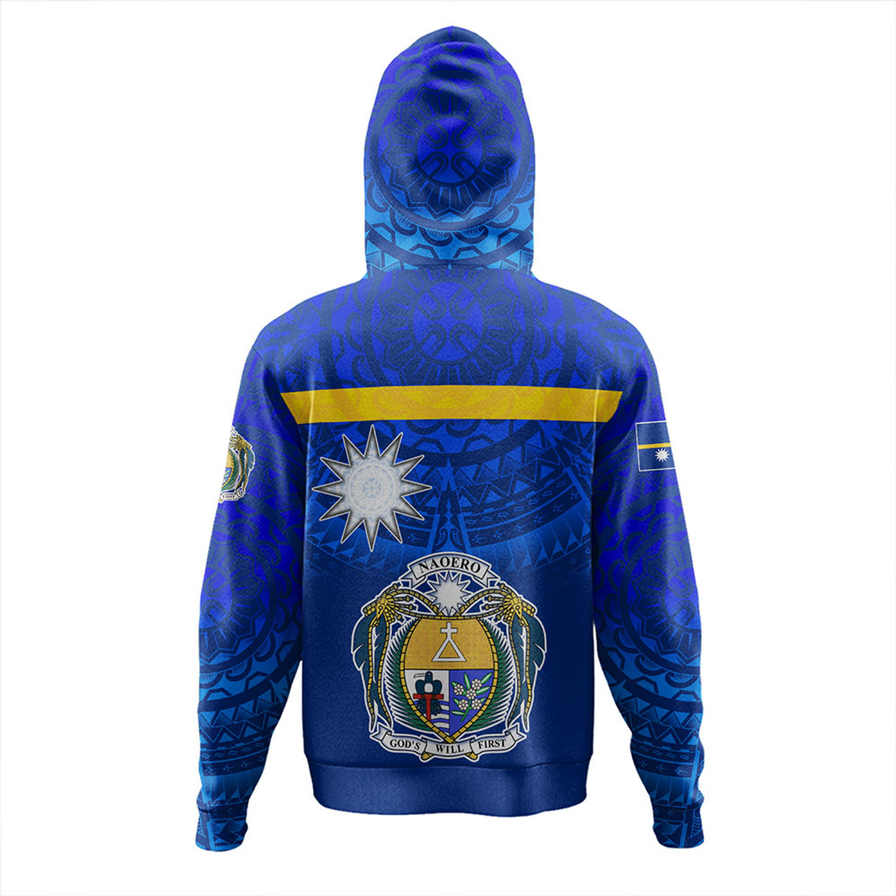 Nauru Hoodie Flag Color With Traditional Patterns