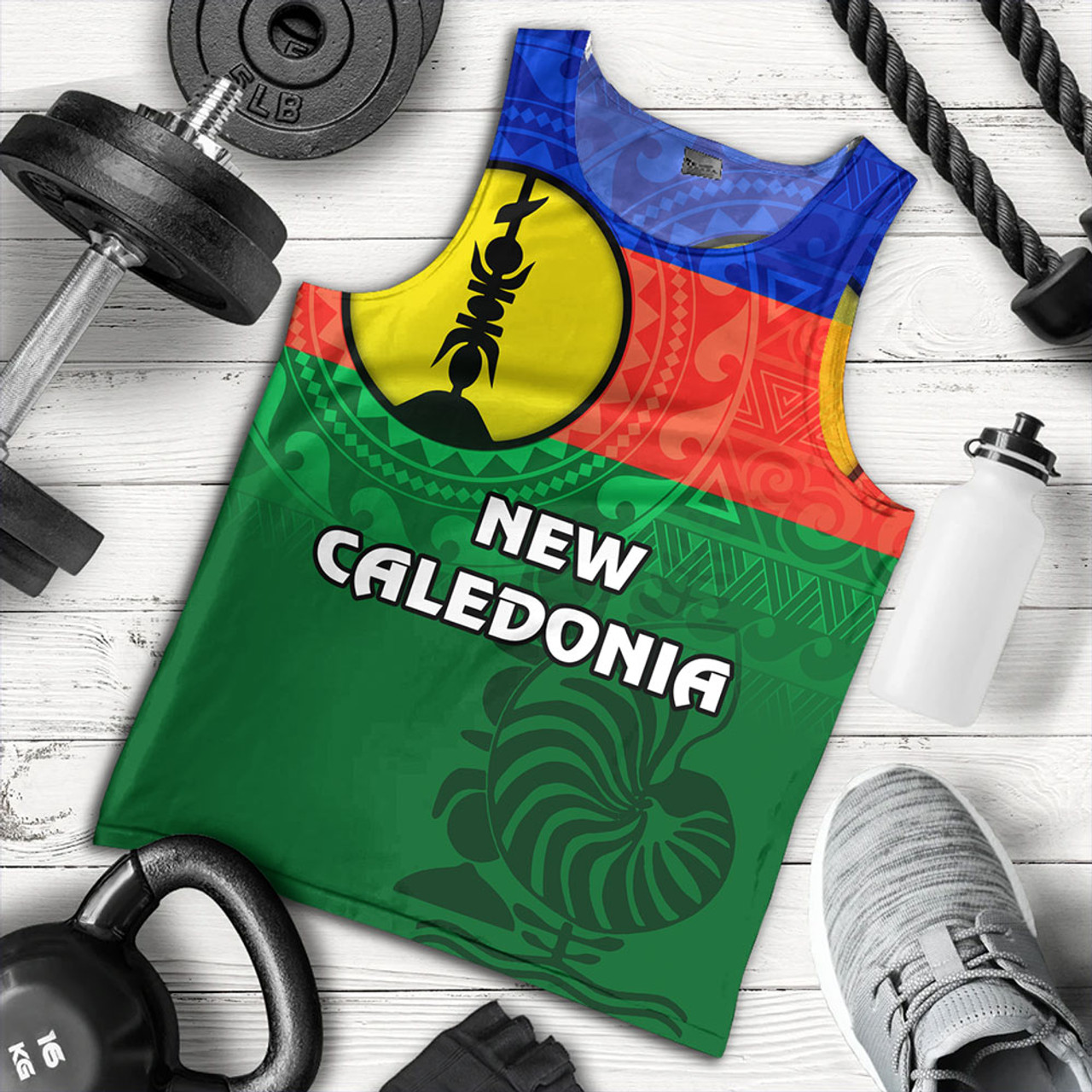 New Caledonia Tank Top Flag Color With Traditional Patterns