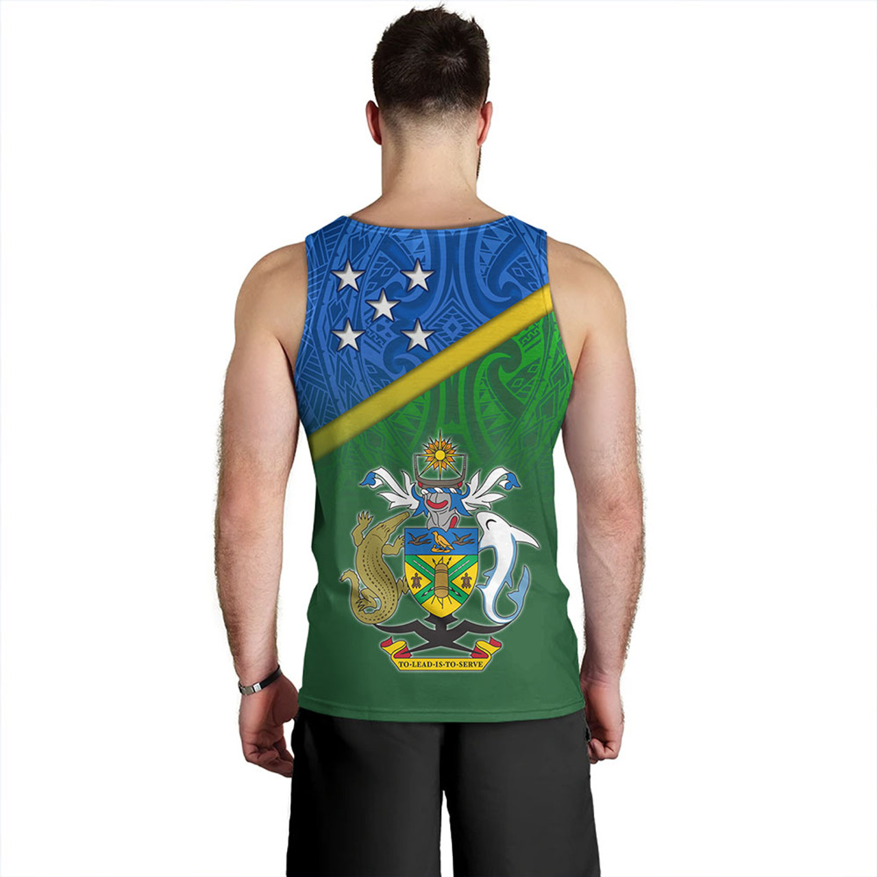 Solomon Islands Tank Top Flag Color With Traditional Patterns