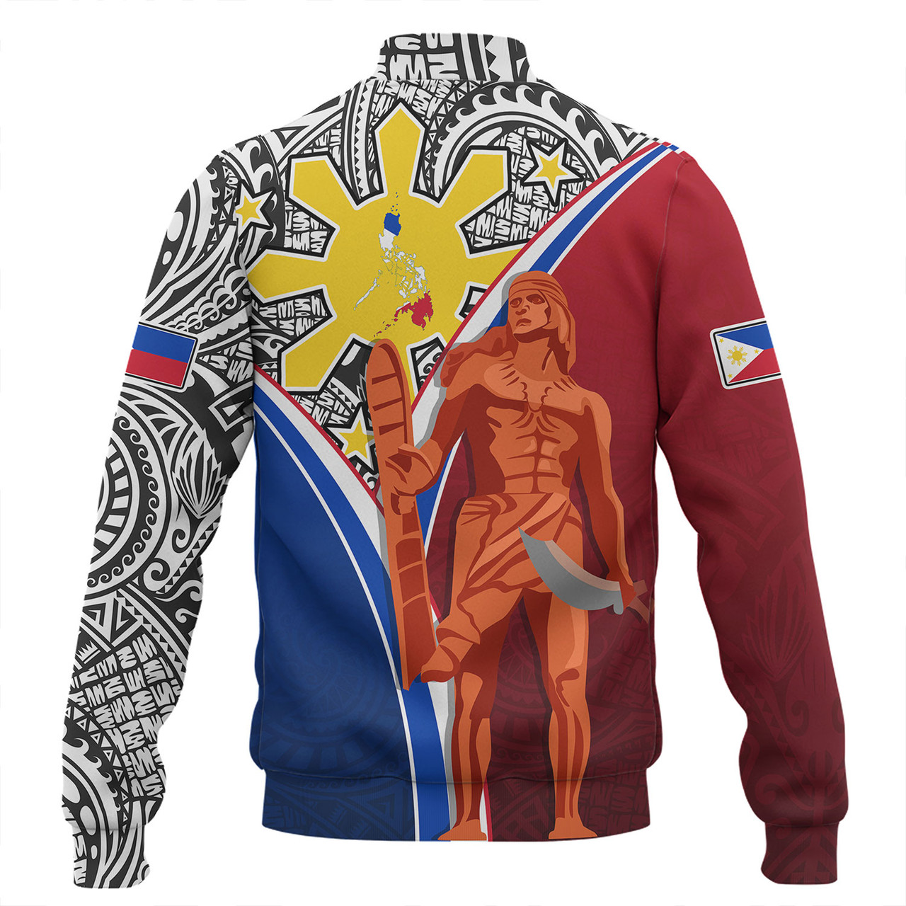 Philippines Filipinos Baseball Jacket Philippines Lapu Lapu With Tribal Kalabaw And Sun