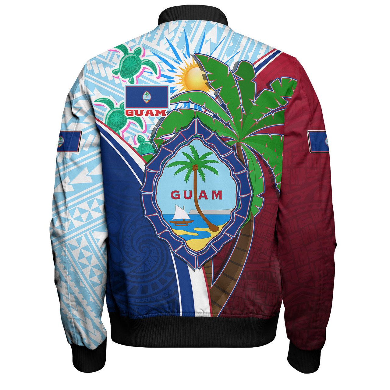 Guam Bomber Jacket Custom Guam Chamorro Coconut Tree of Life Polynesian Tribal Pride