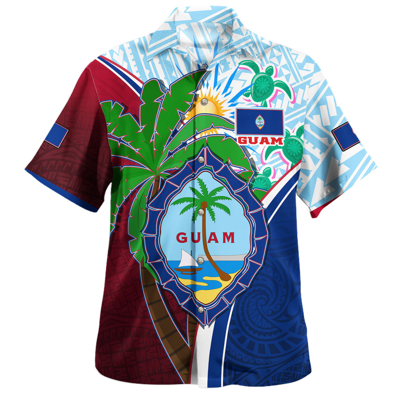Guam Hawaiian Shirt Custom Guam Chamorro Coconut Tree of Life Polynesian Tribal Pride