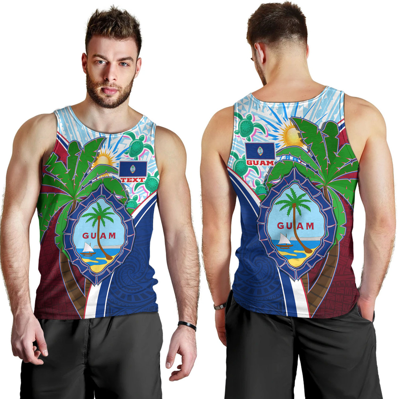 Guam Tank Top Custom Guam Chamorro Coconut Tree of Life Polynesian Tribal Pride