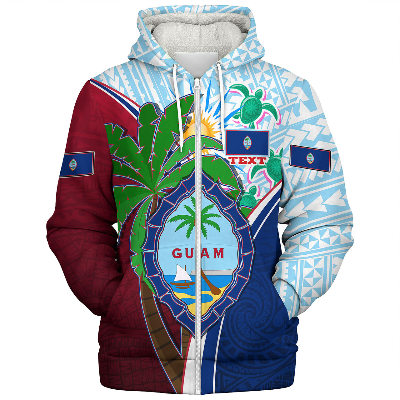 Guam Sherpa Hoodie Custom Guam Chamorro Coconut Tree of Life Polynesian Tribal Pride