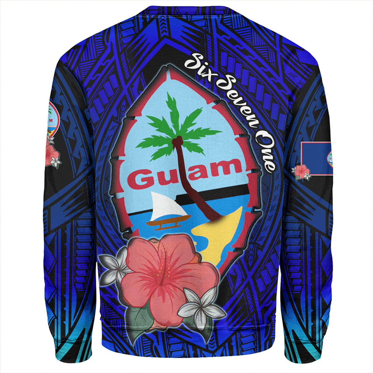 Guam Sweatshirt Hibiscus Flowers With Seal