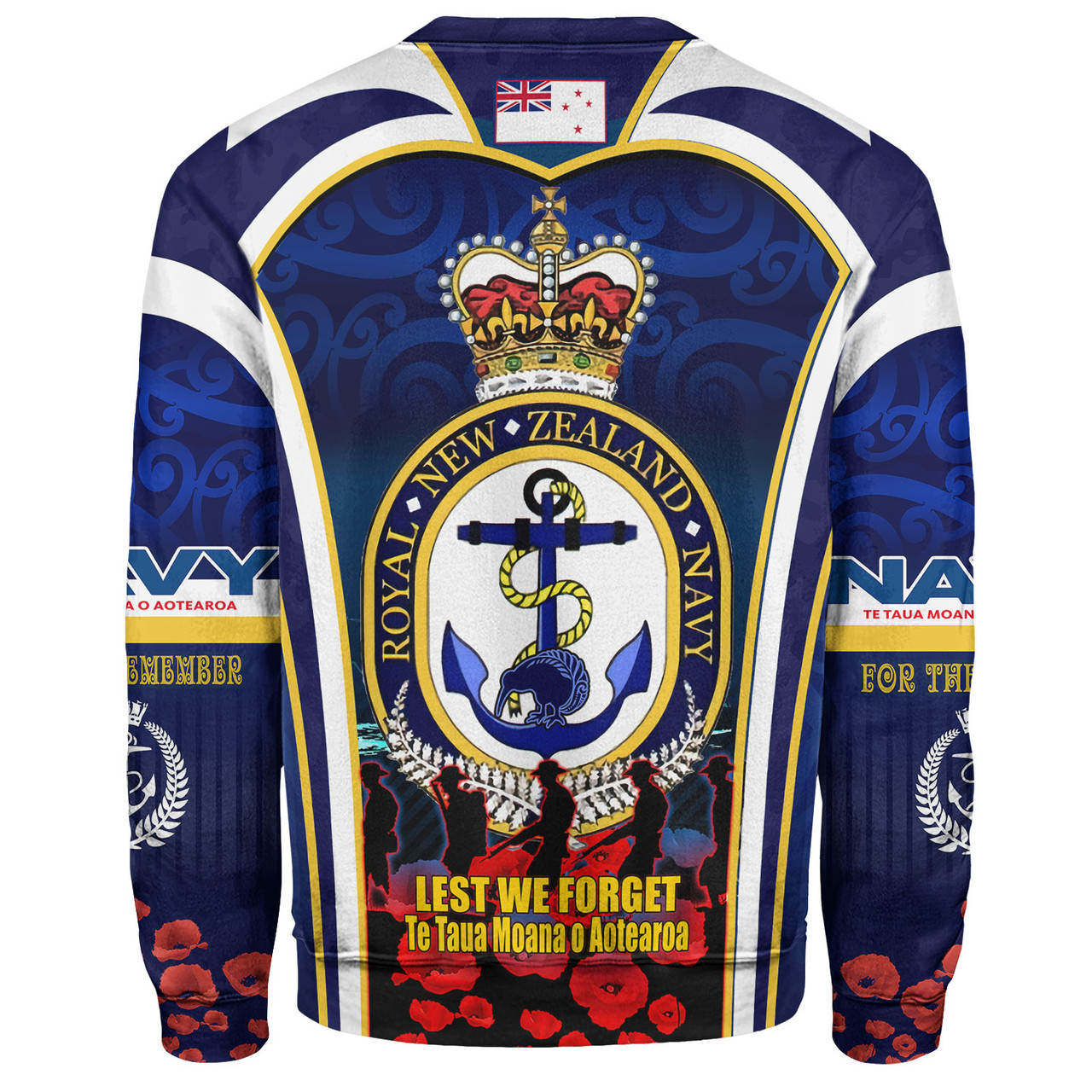 New Zealand Sweatshirt Custom Anzac Day Royal New Zealand Navy Te Taua Moana o Aotearoa