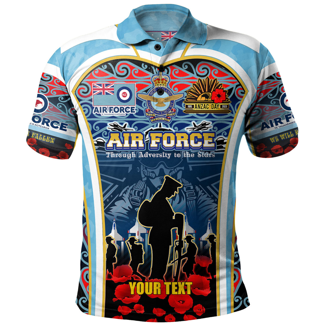 New Zealand Polo Shirt Custom Anzac Day Royal New Zealand Air Force Te Tauaarangi o Aotearoa