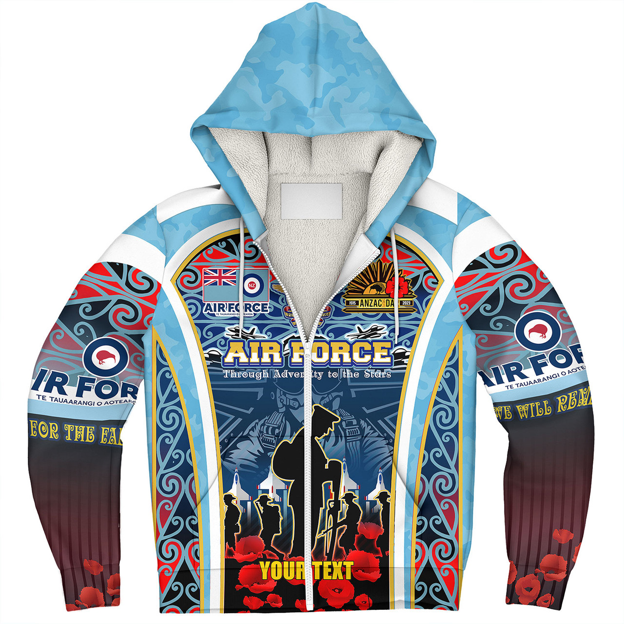 New Zealand Sherpa Hoodie Custom Anzac Day Royal New Zealand Air Force Te Tauaarangi o Aotearoa