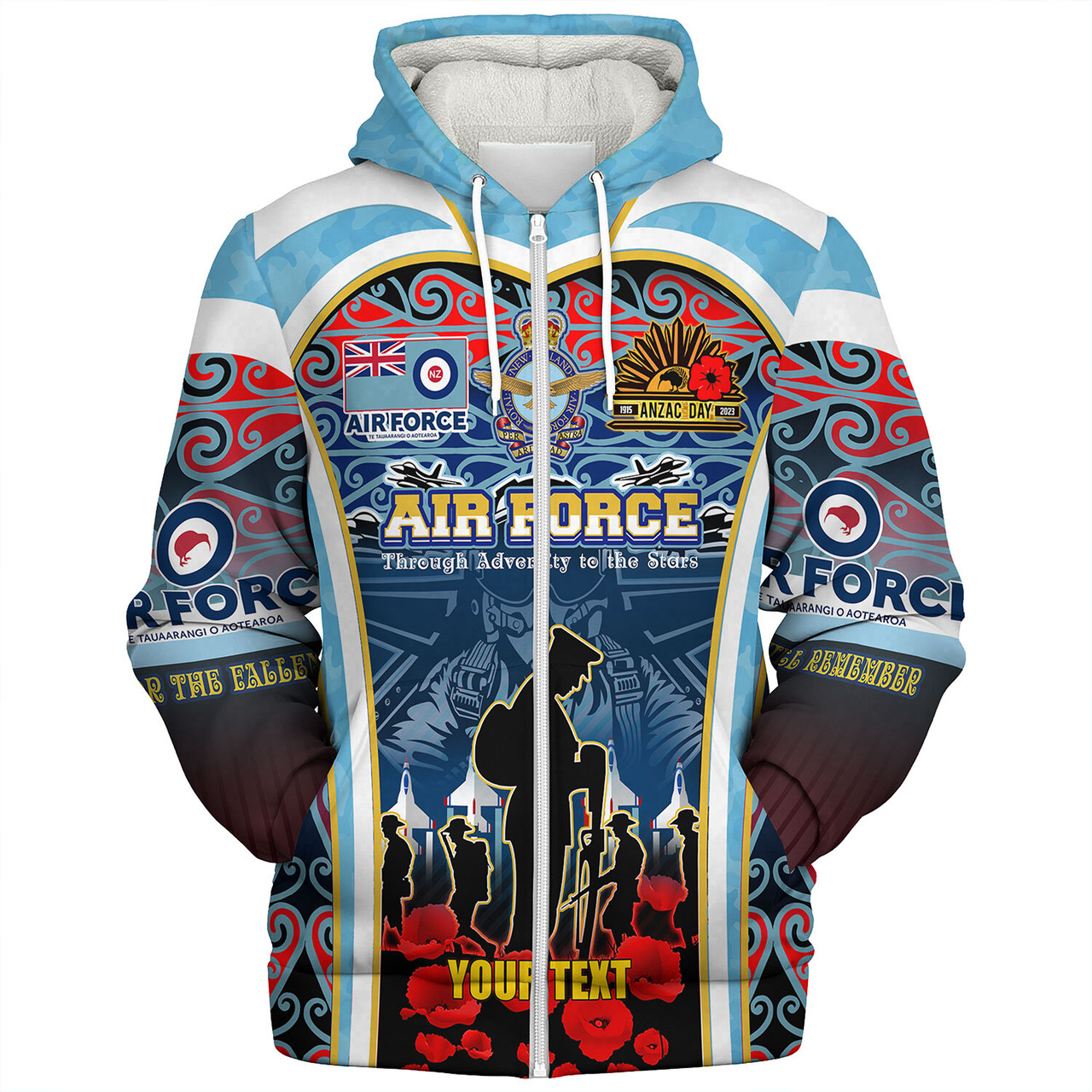 New Zealand Sherpa Hoodie Custom Anzac Day Royal New Zealand Air Force Te Tauaarangi o Aotearoa