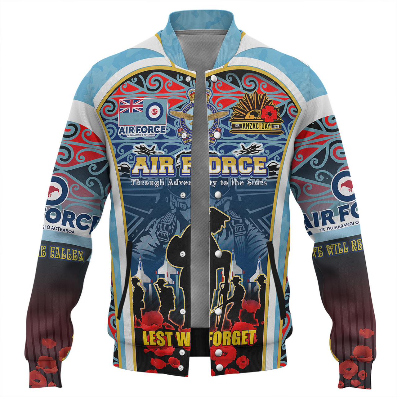 New Zealand Baseball Jacket Custom Anzac Day Royal New Zealand Air Force Te Tauaarangi o Aotearoa