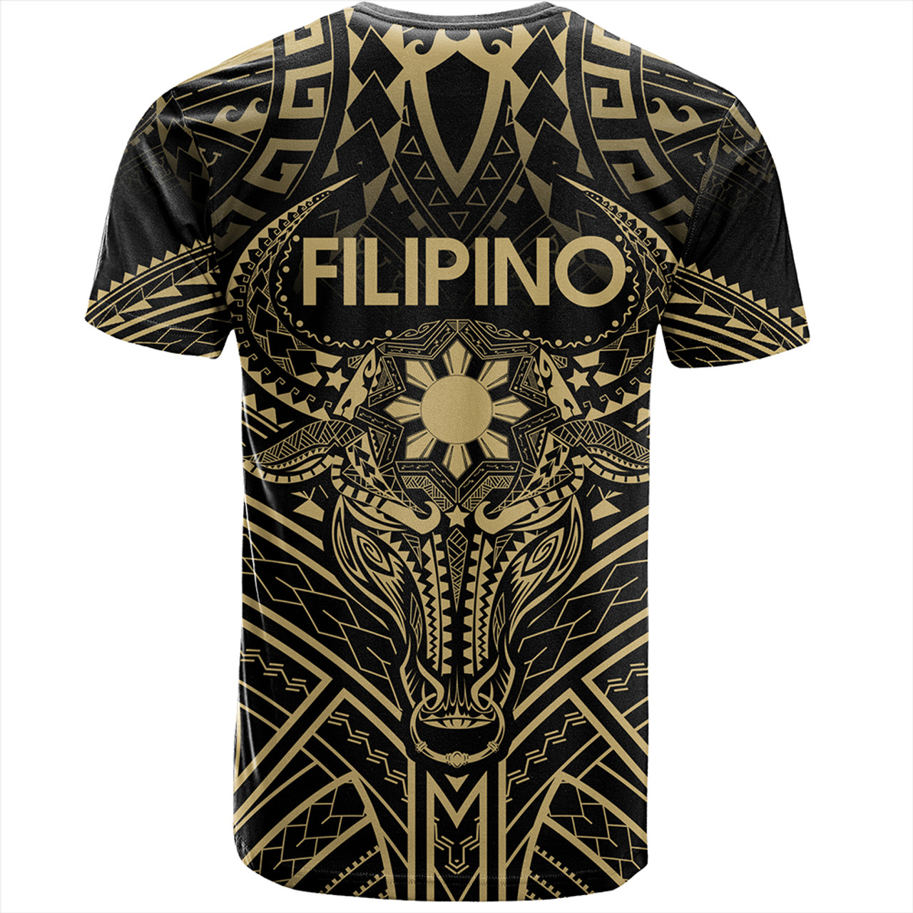Philippines Filipinos T-Shirt Tribal Koner Water Buffalo Tattoo Gold