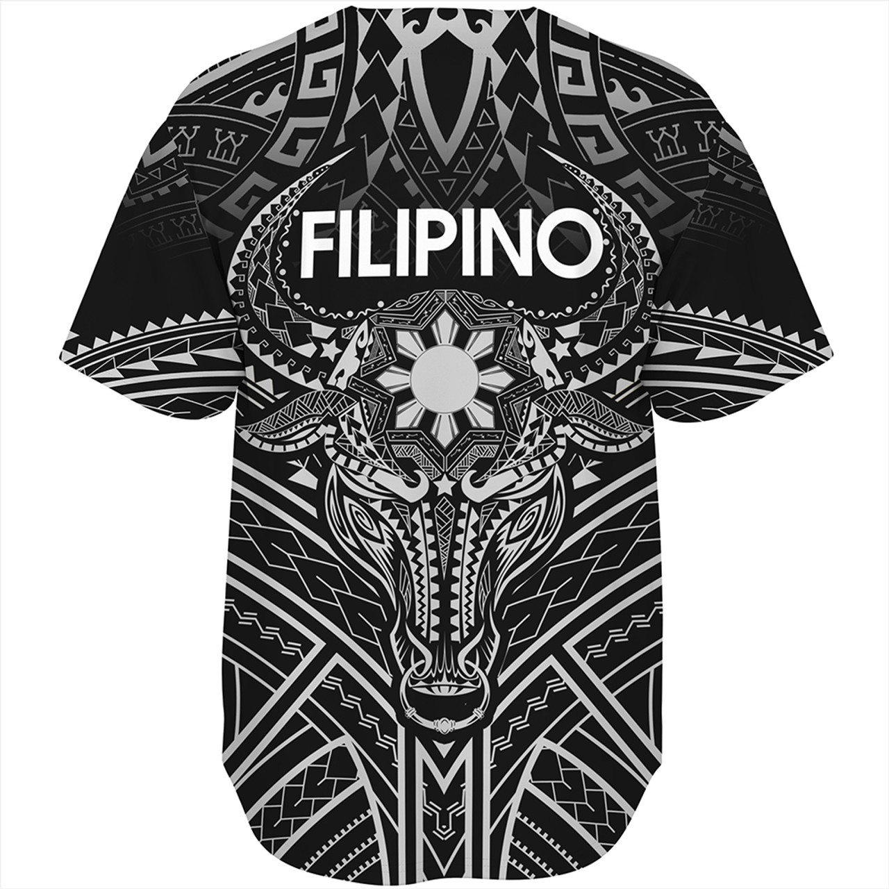 Philippines Filipinos Baseball Shirt Tribal Koner Water Buffalo Tattoo White