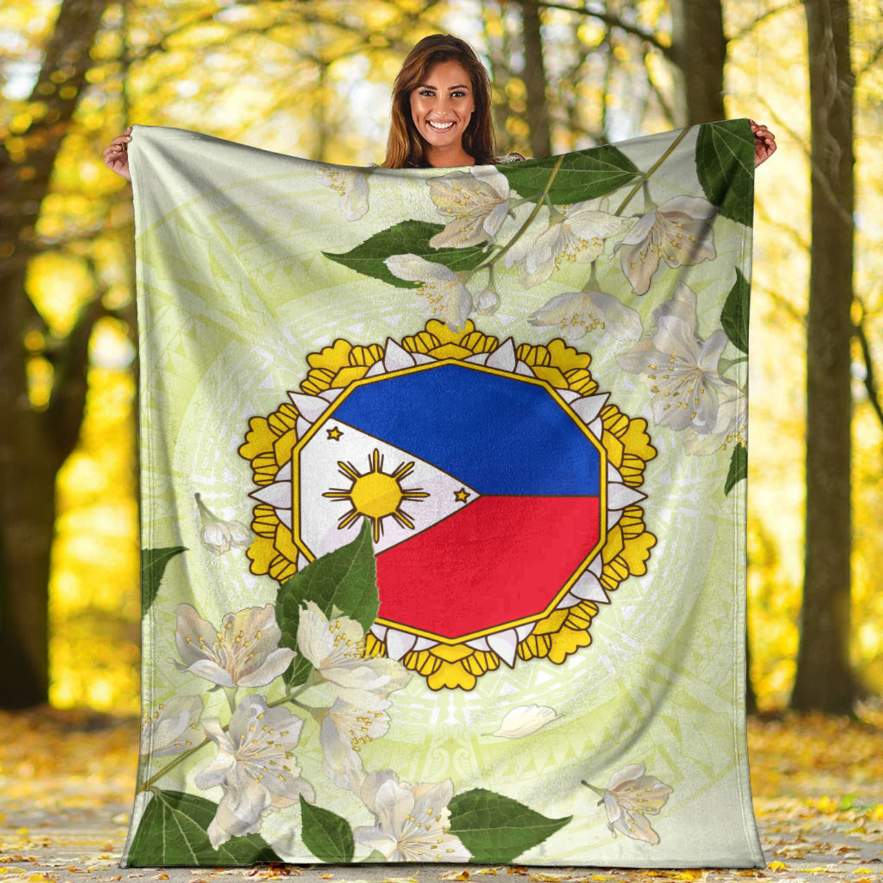 Philippines Filipino Blanket Filipino Sun And Jasmine Flowers