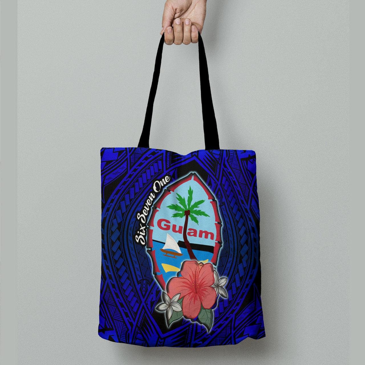 Guam Hibiscus Flowers With Seal Tote Bags