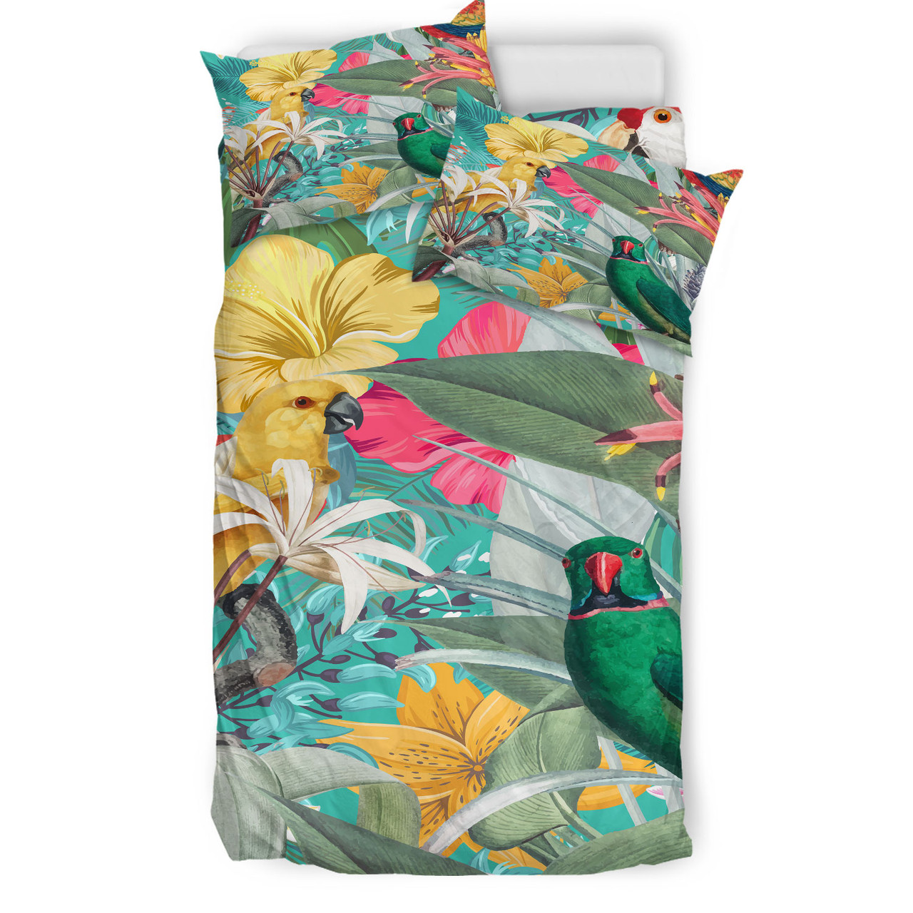 Polynesian Bedding Set - Tropical Flowers And Birds Summer Vibes Bedding Set