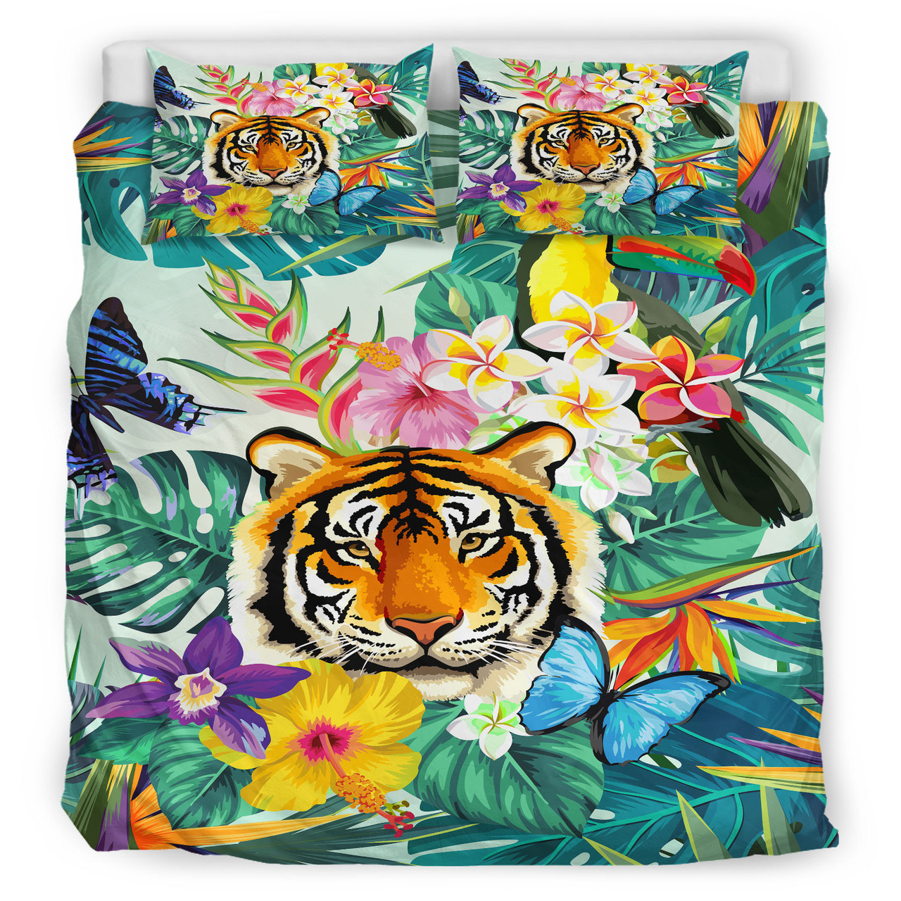 Polynesian Bedding Set - Tiger Tropical Life Summer Vibes Bedding Set
