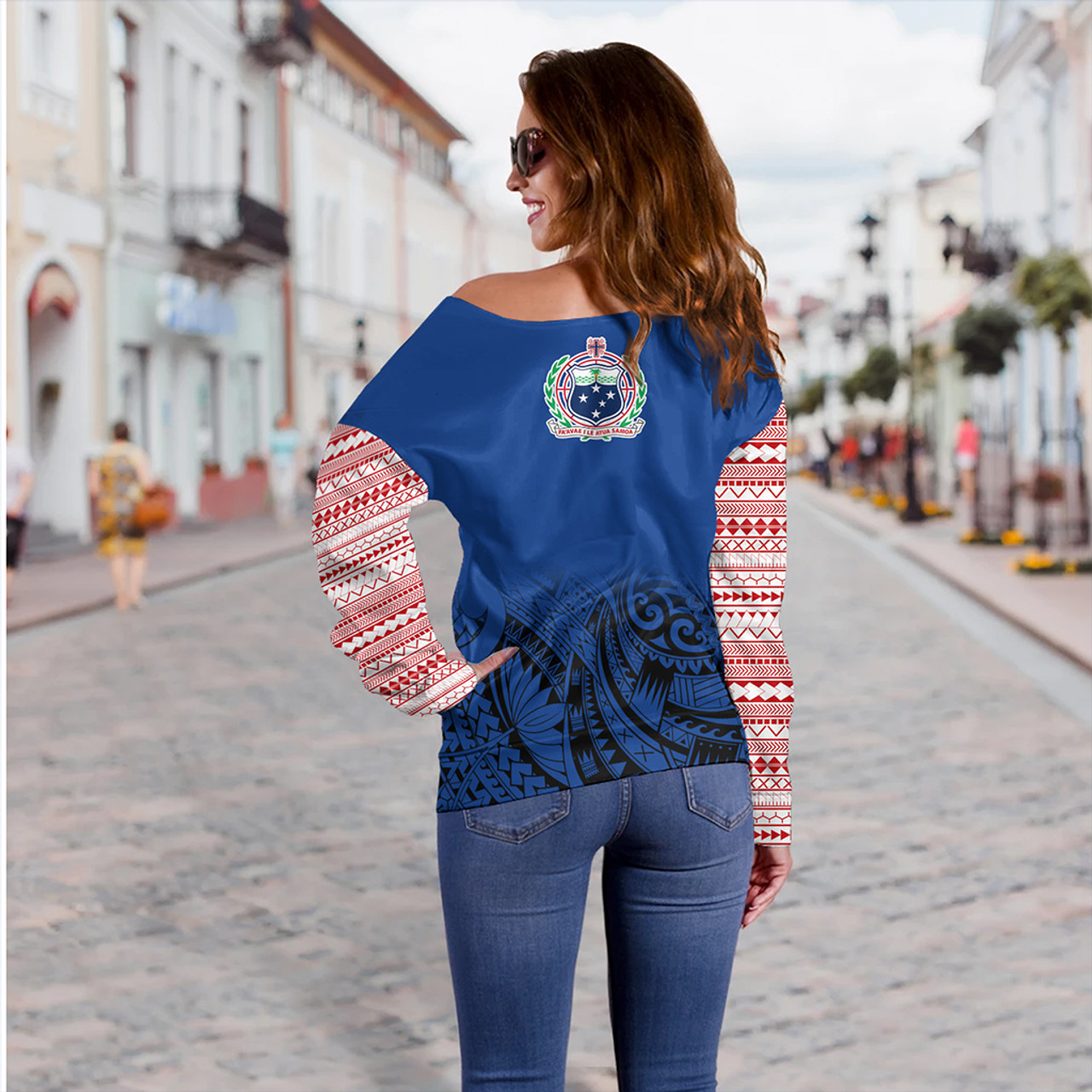 Samoa Off Shoulder Sweatshirt Tribal Polynseian Special