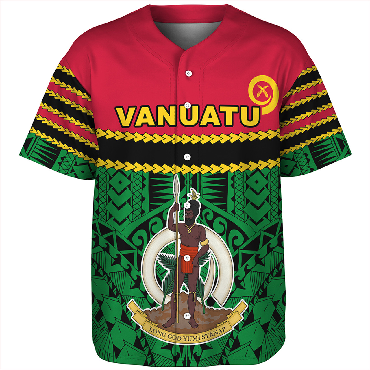Vanuatu Baseball Shirt Melanesian Tribal Pattern