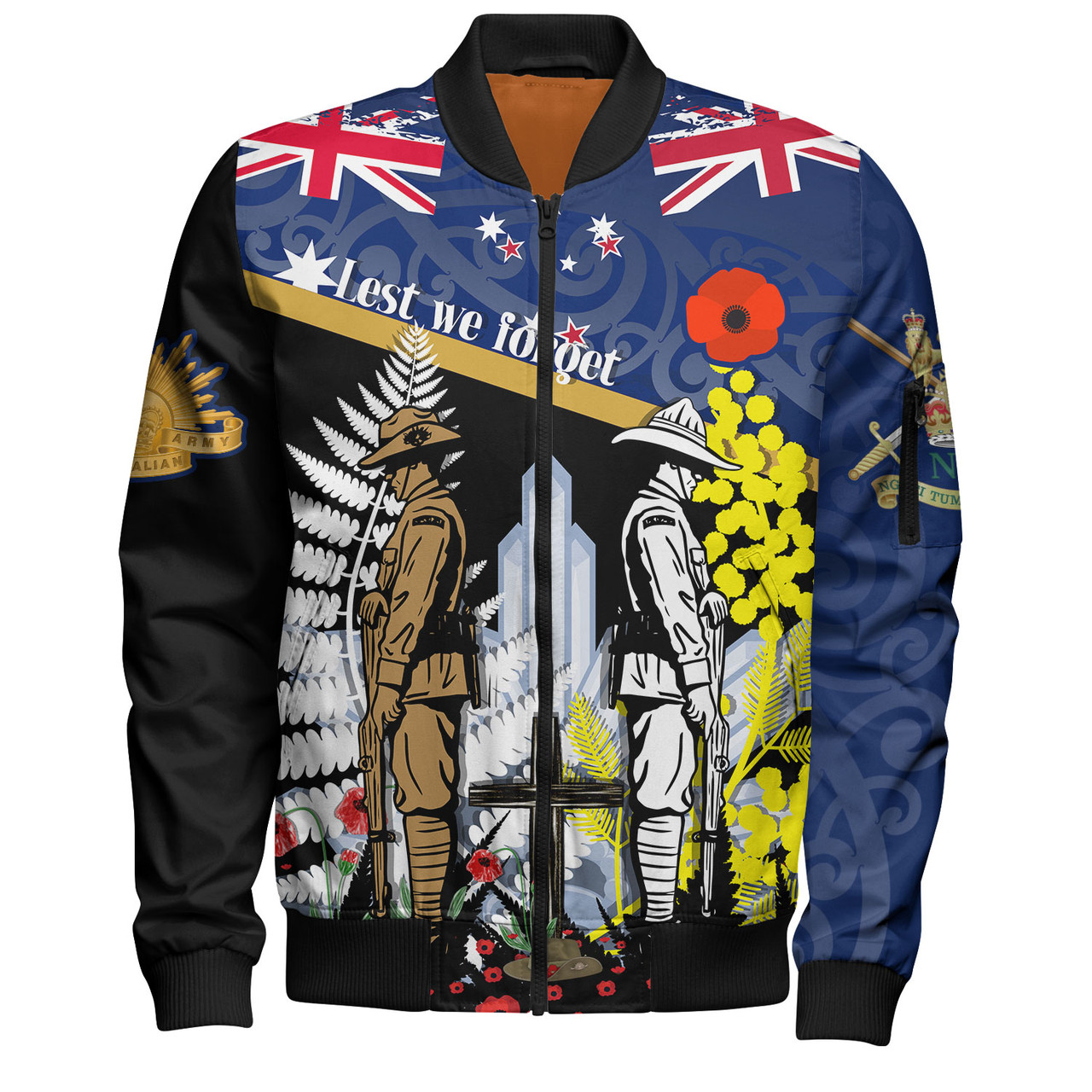 New Zealand Bomber Jacket Custom Australian and New Zealand Army Corps Anzac Day