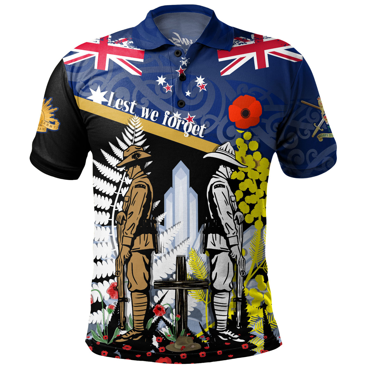 New Zealand Polo Shirt Custom Australian and New Zealand Army Corps Anzac Day