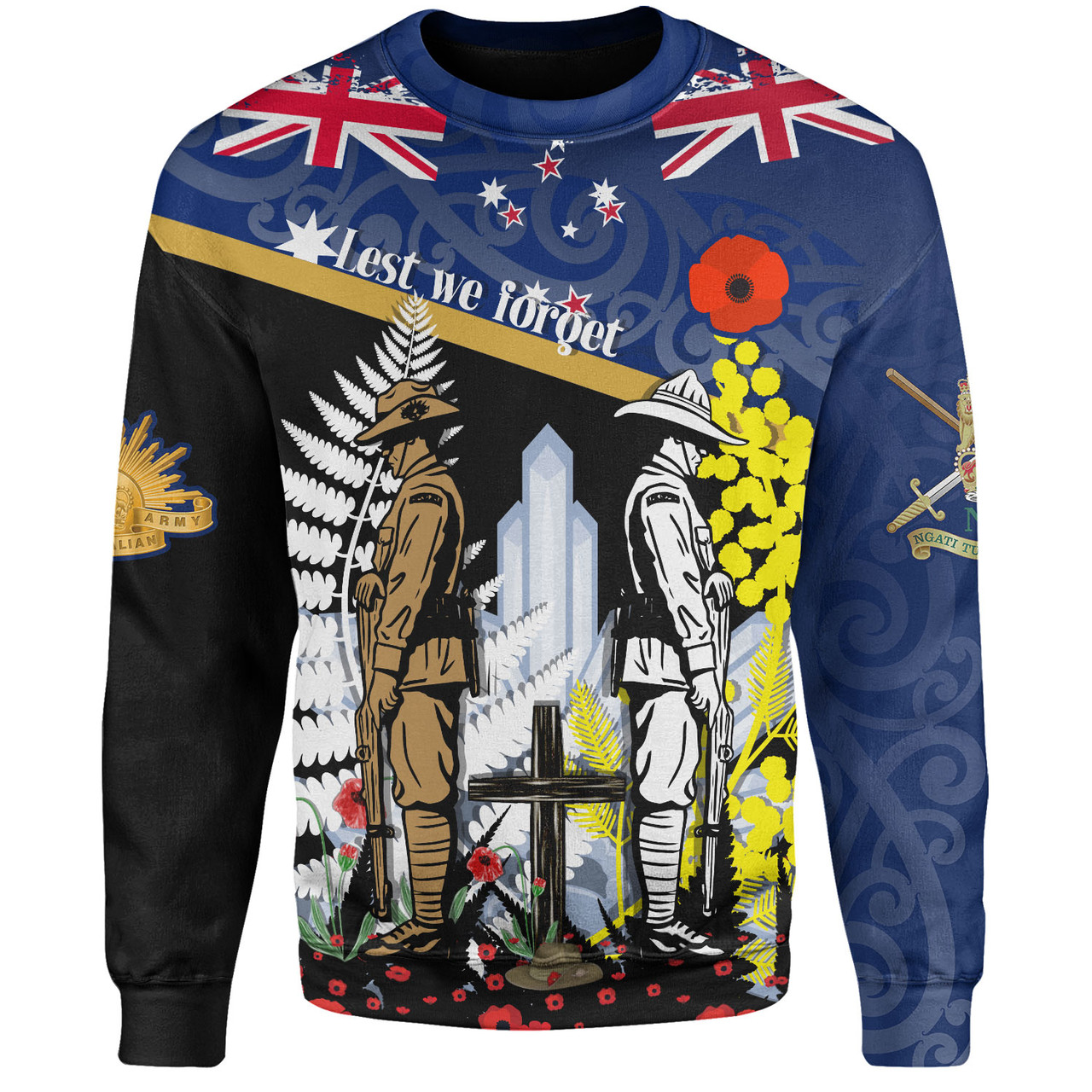 New Zealand Sweatshirt Custom Australian and New Zealand Army Corps Anzac Day