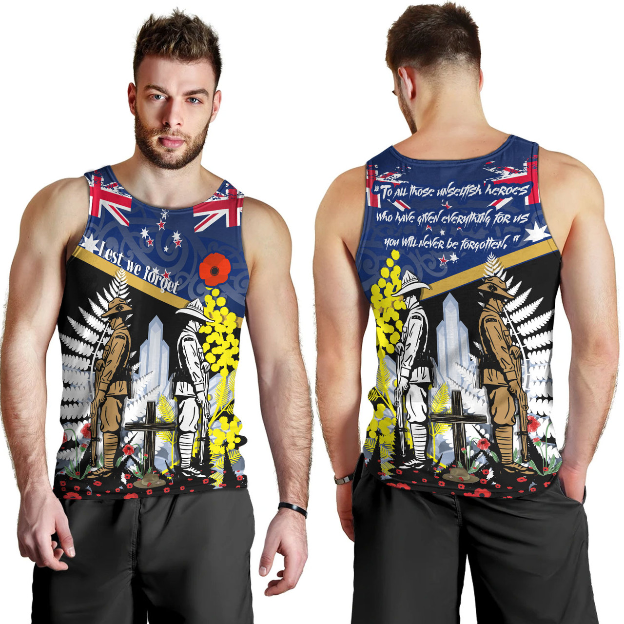 New Zealand Tank Top Custom Australian and New Zealand Army Corps Anzac Day