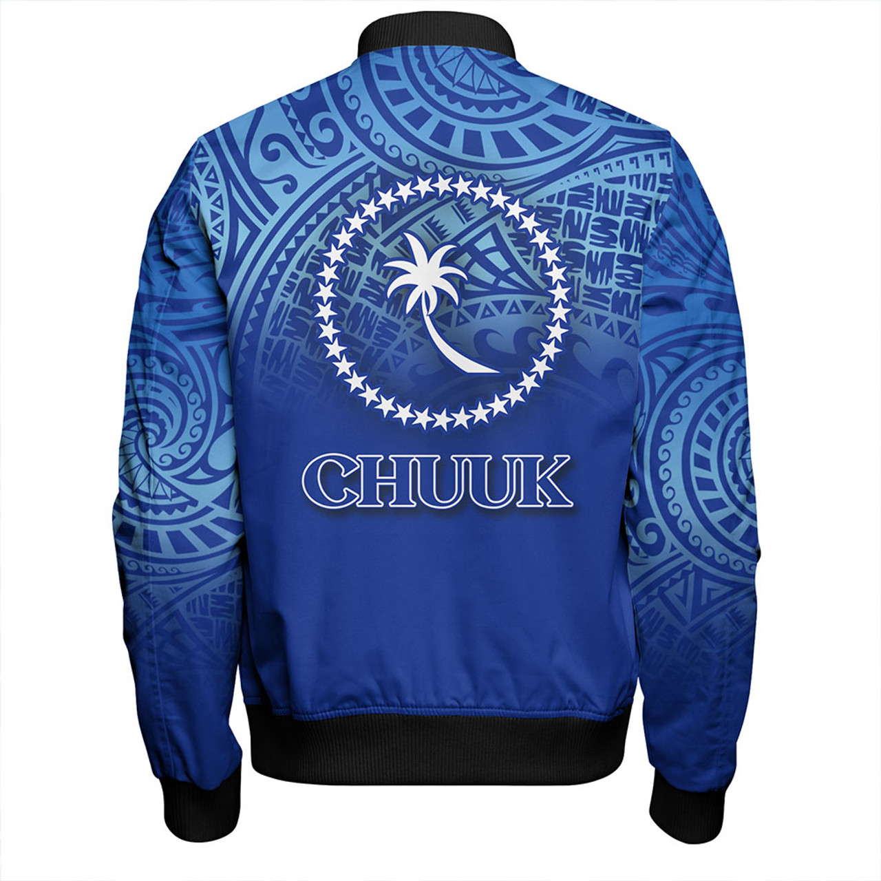 Chuuk State Bomber Jacket Flag Color With Traditional Patterns