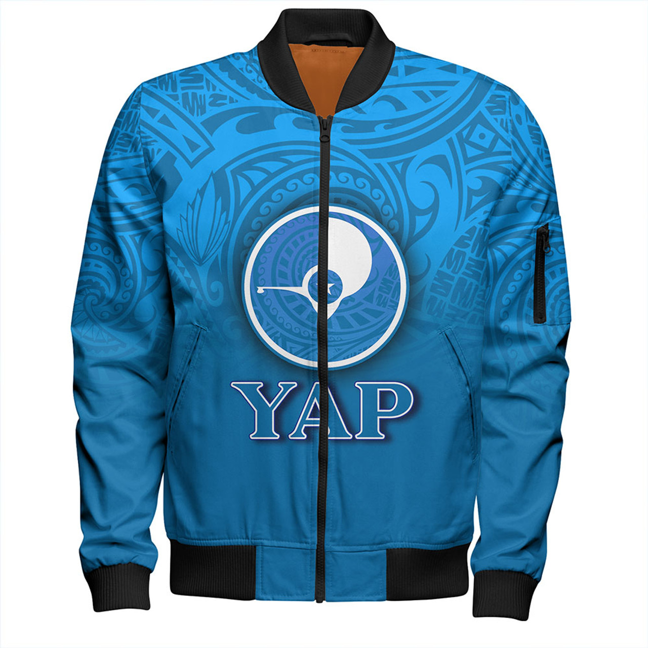 Yap State Bomber Jacket Flag Color With Traditional Patterns