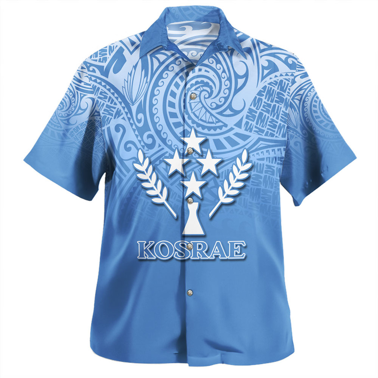 Kosrae Hawaiian Shirt Flag Color With Traditional Patterns