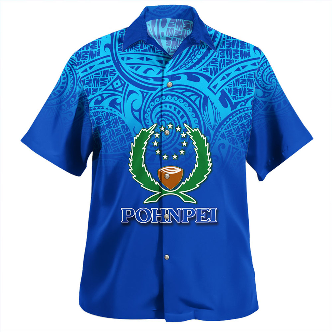 Pohnpei State Hawaiian Shirt Flag Color With Traditional Patterns