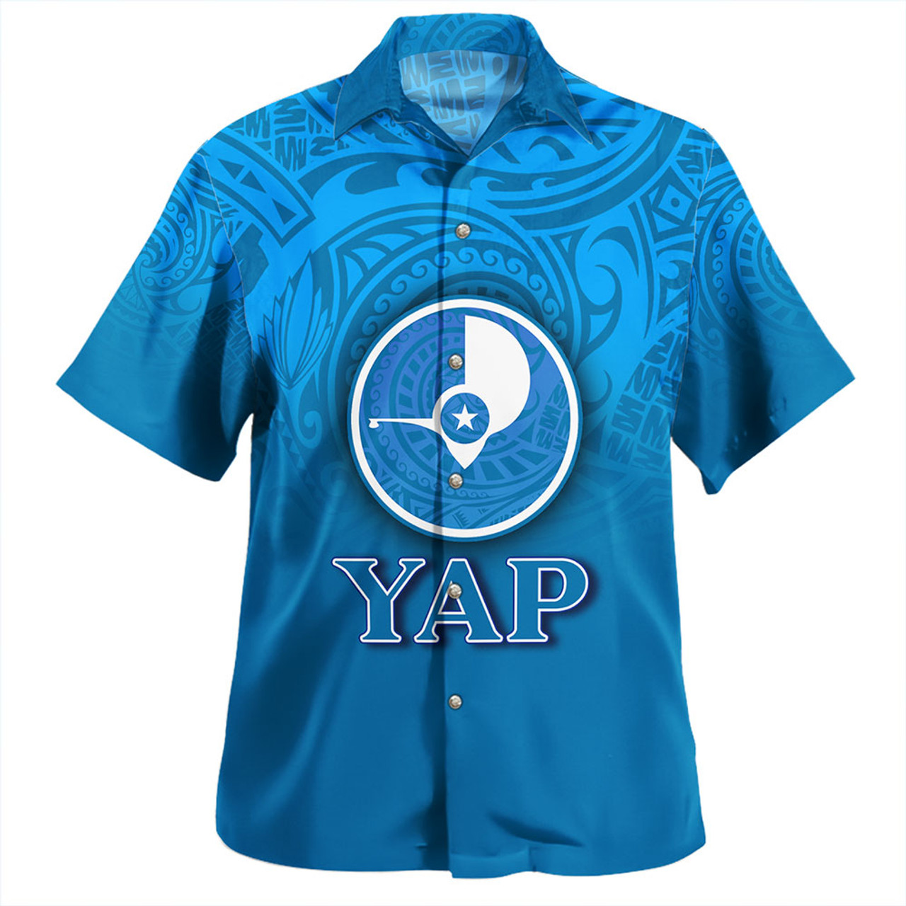 Yap State Hawaiian Shirt Flag Color With Traditional Patterns