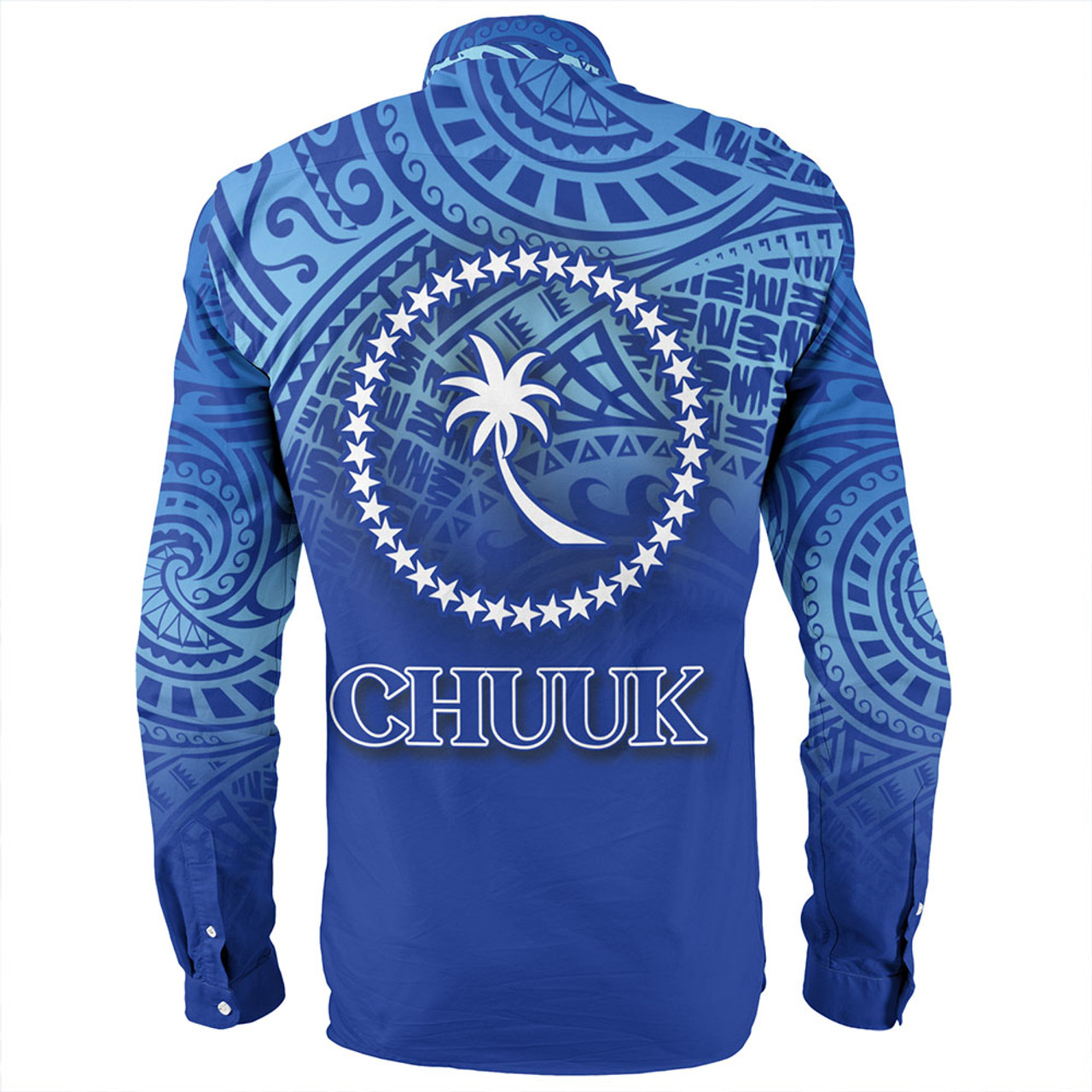 Chuuk State Long Sleeve Shirt Flag Color With Traditional Patterns