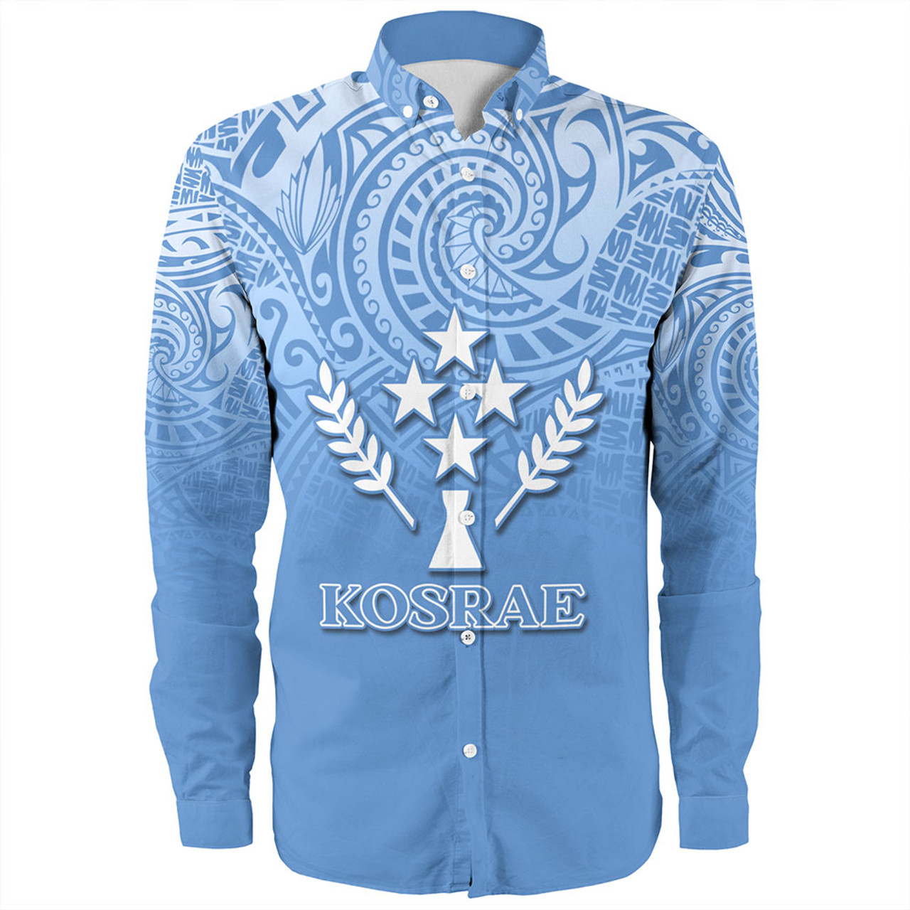 Kosrae Long Sleeve Shirt Flag Color With Traditional Patterns