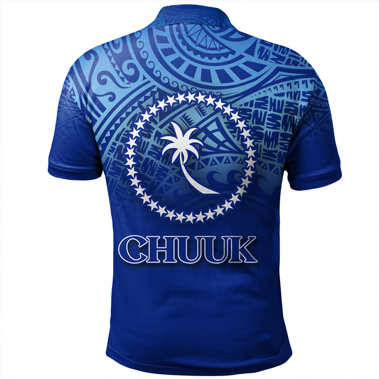 Chuuk State Polo Shirt Flag Color With Traditional Patterns