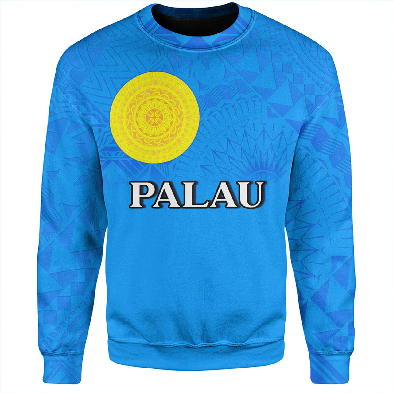 Palau Sweatshirt Flag Color With Traditional Patterns