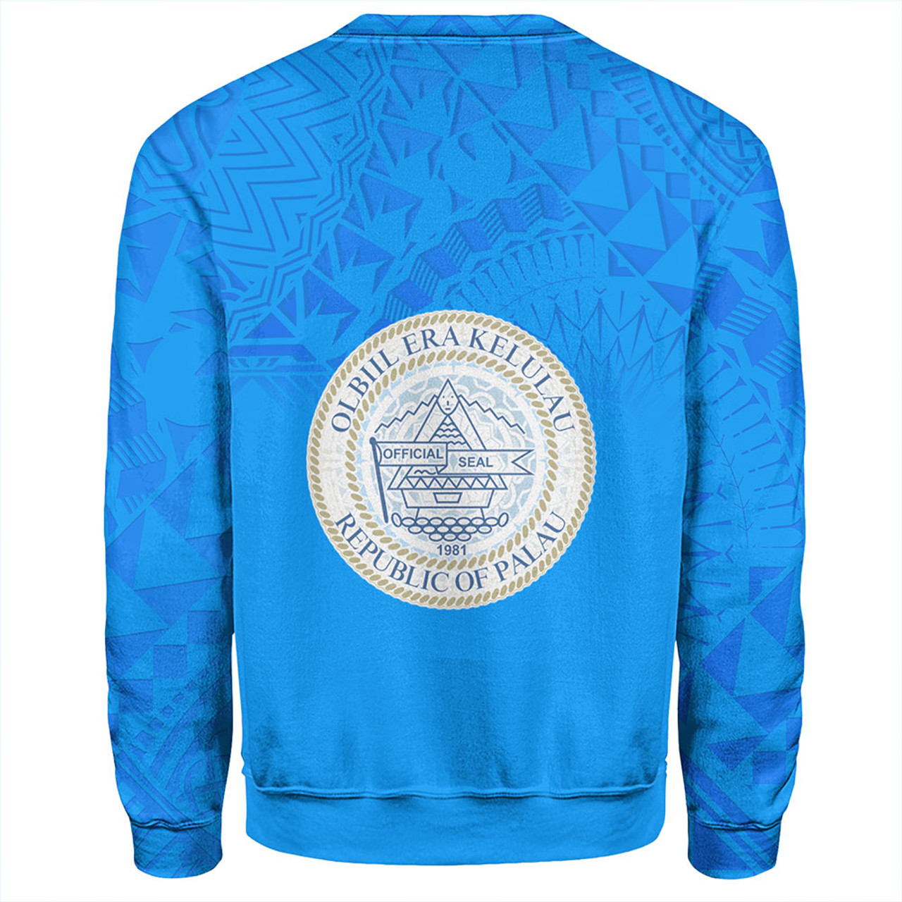 Palau Sweatshirt Flag Color With Traditional Patterns