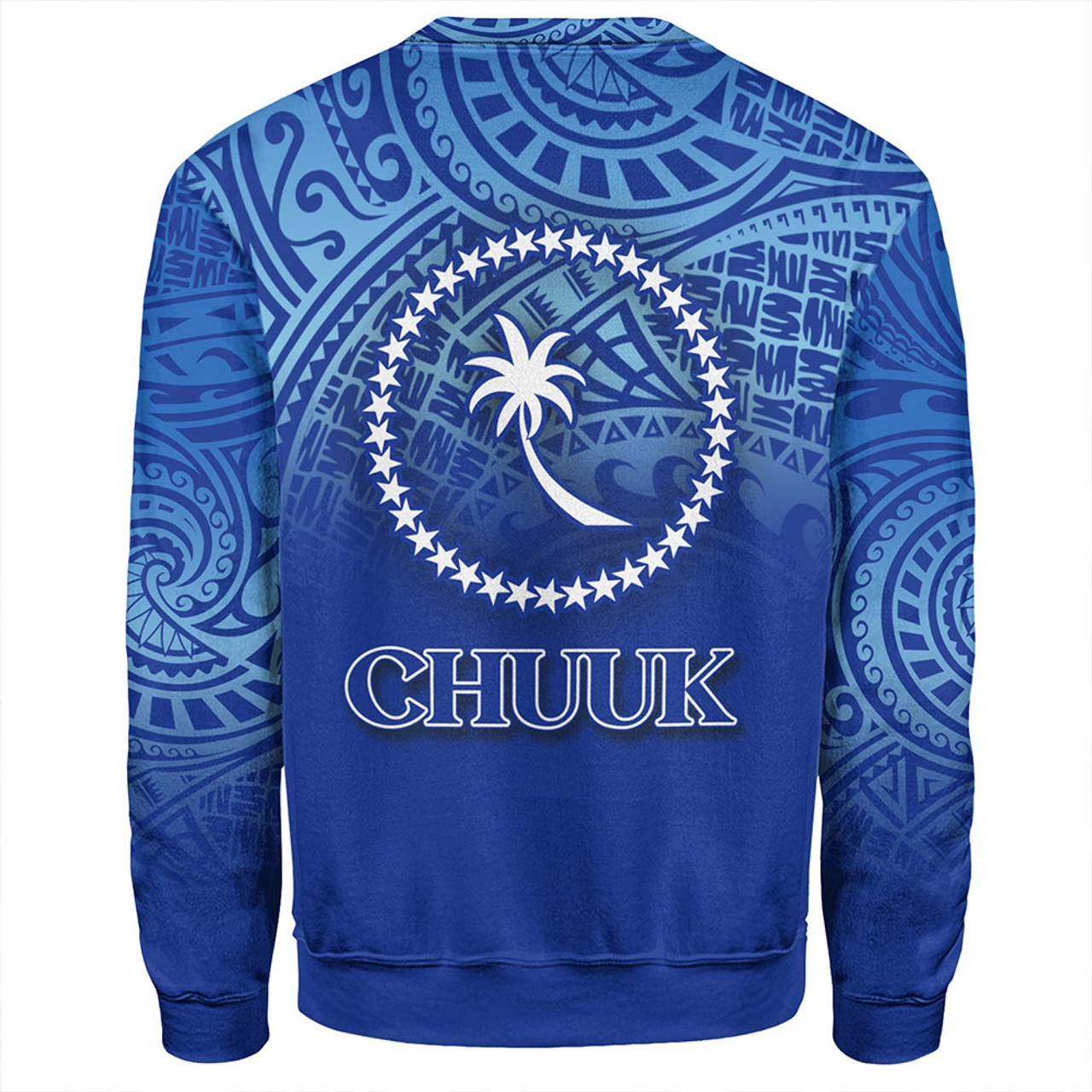 Chuuk State Sweatshirt Flag Color With Traditional Patterns